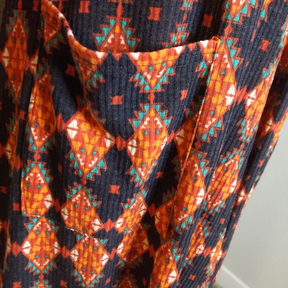 LuLaRoe Sarah Cardigan Duster Southwestern Sweater Long Open Front Orange Small - Picture 7 of 8